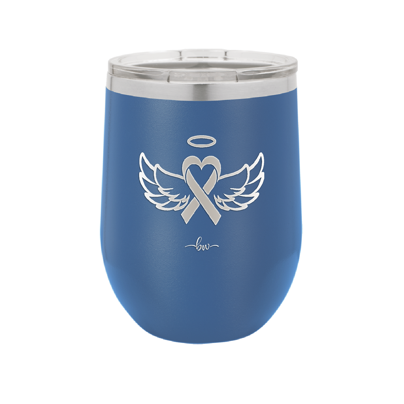 Breast Cancer Ribbon Wings Halo - Laser Engraved Stainless Steel Drinkware - 1523 -