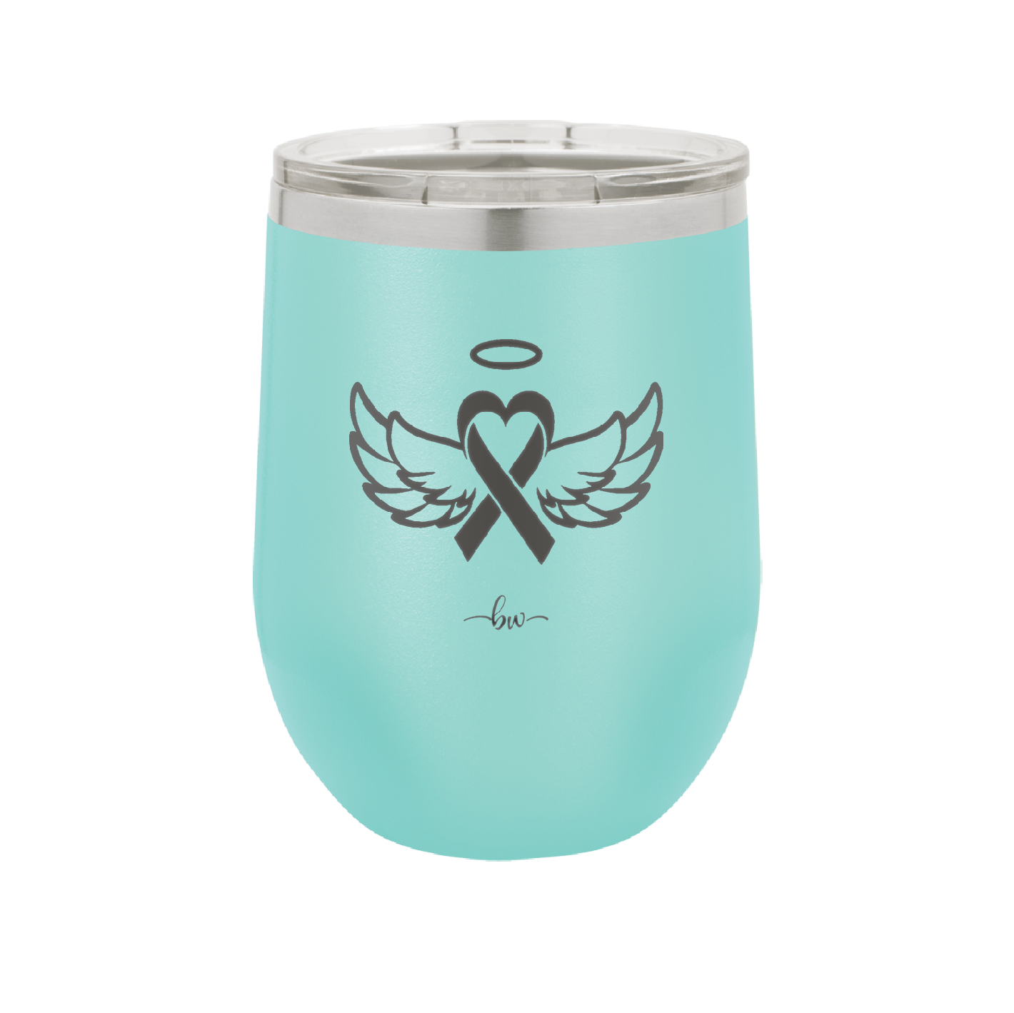 Breast Cancer Ribbon Wings Halo - Laser Engraved Stainless Steel Drinkware - 1523 -