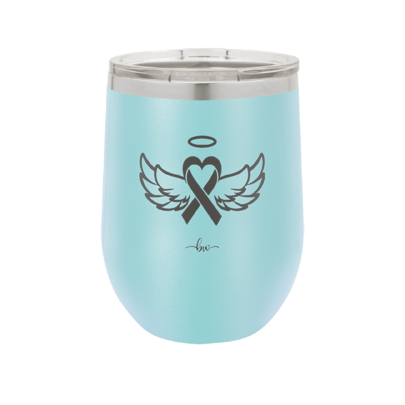 Breast Cancer Ribbon Wings Halo - Laser Engraved Stainless Steel Drinkware - 1523 -