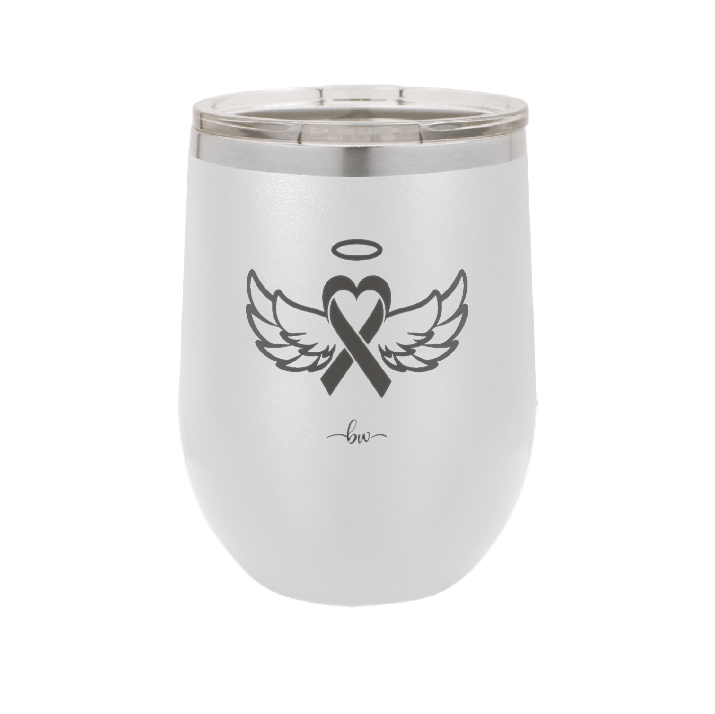 Breast Cancer Ribbon Wings Halo - Laser Engraved Stainless Steel Drinkware - 1523 -