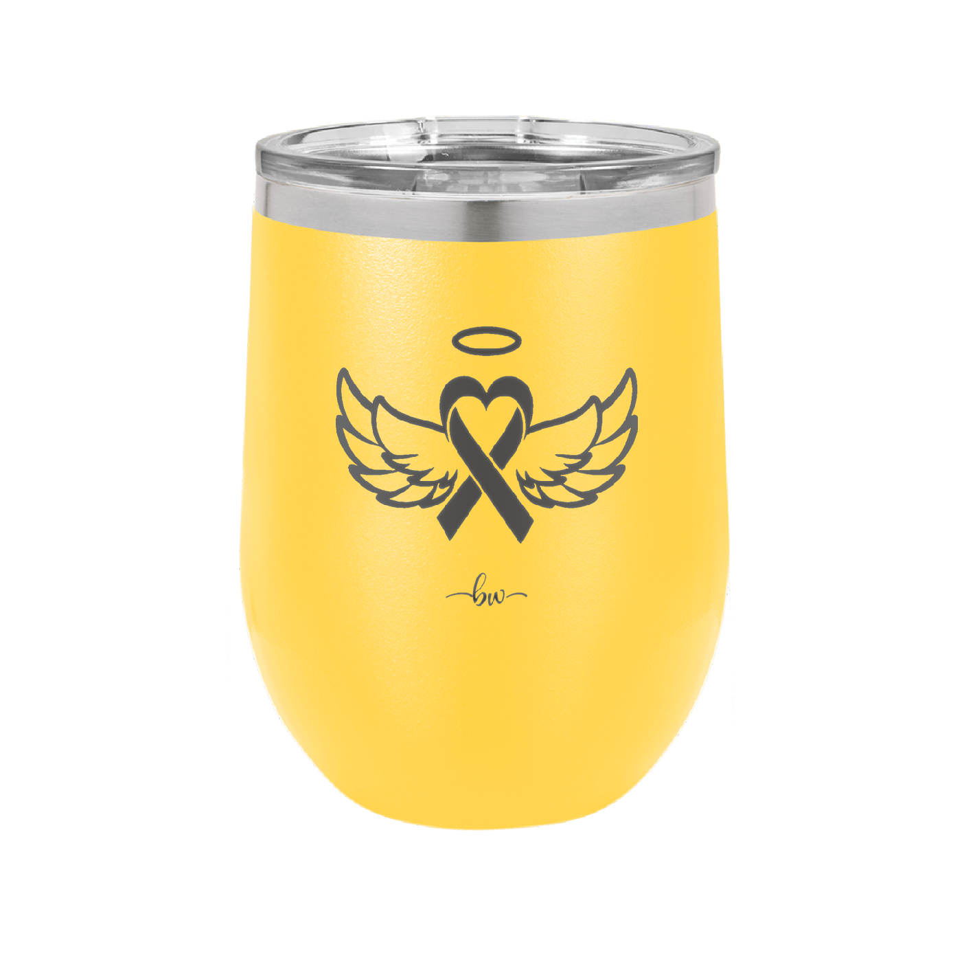 Breast Cancer Ribbon Wings Halo - Laser Engraved Stainless Steel Drinkware - 1523 -