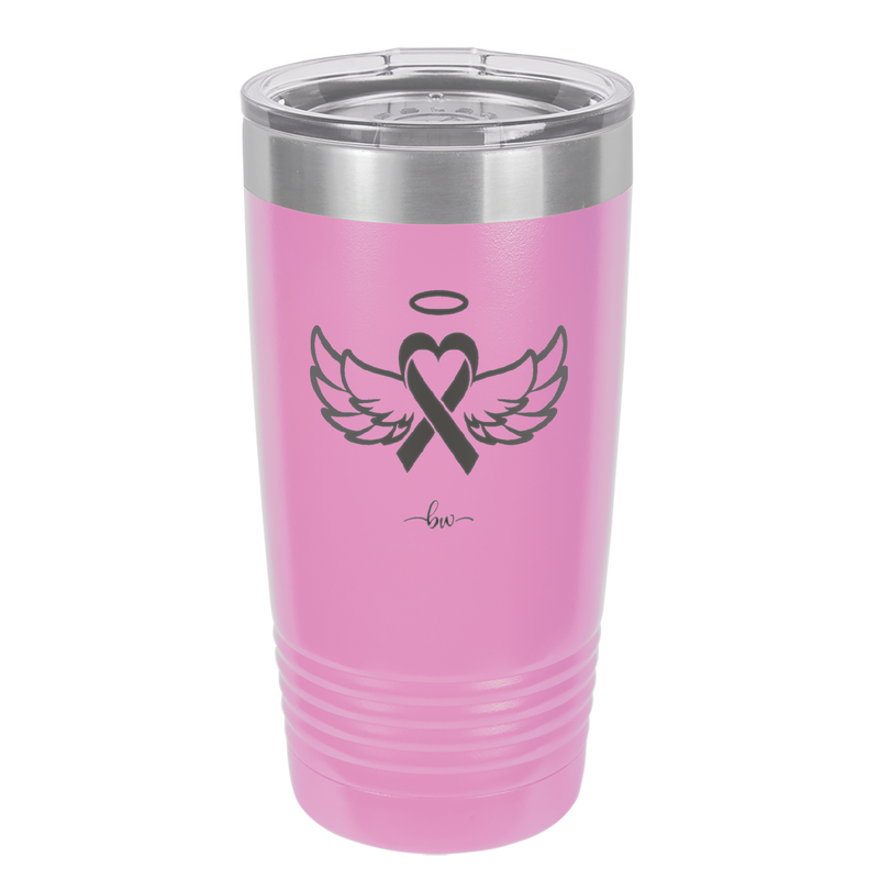 Breast Cancer Ribbon Wings Halo - Laser Engraved Stainless Steel Drinkware - 1523 -