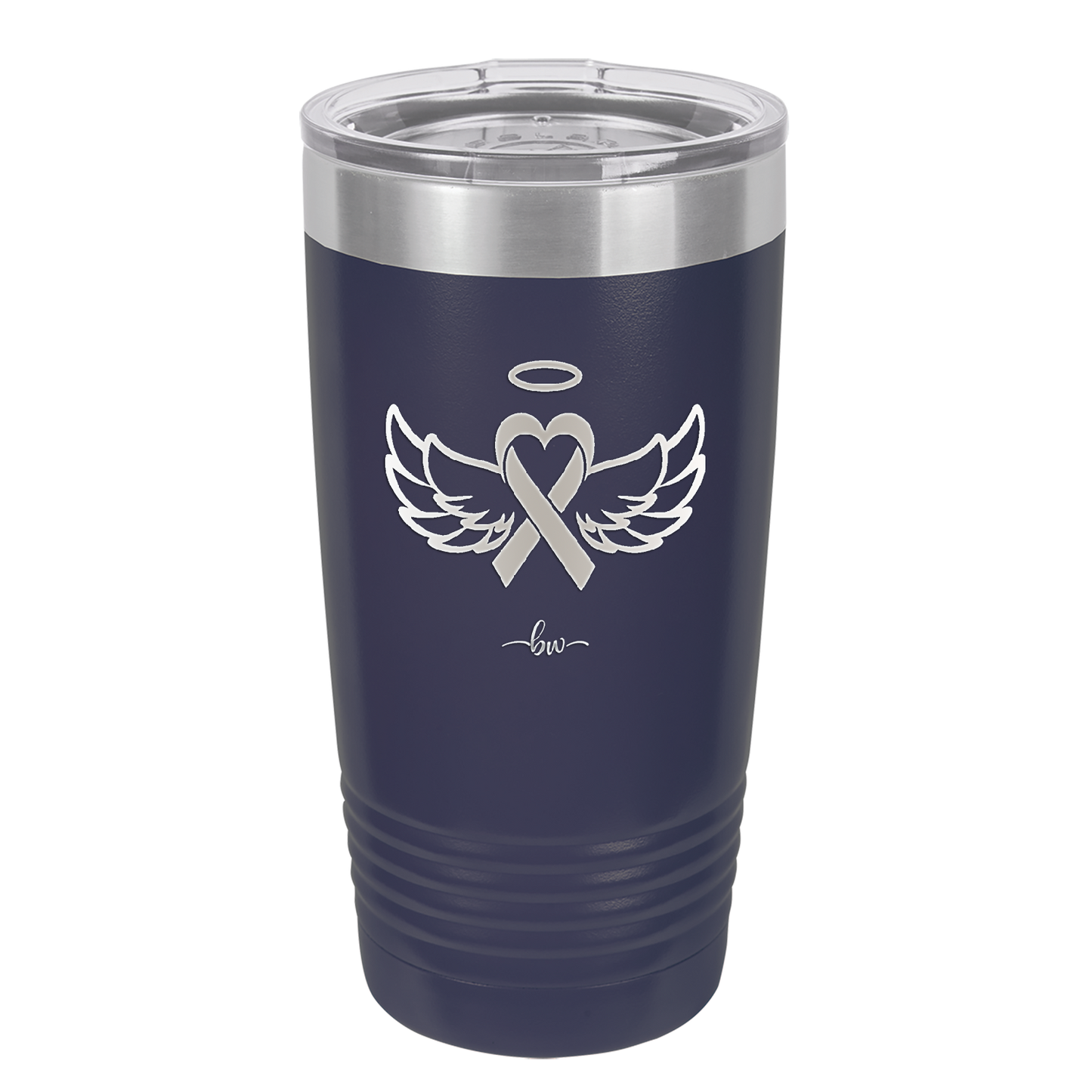 Breast Cancer Ribbon Wings Halo - Laser Engraved Stainless Steel Drinkware - 1523 -