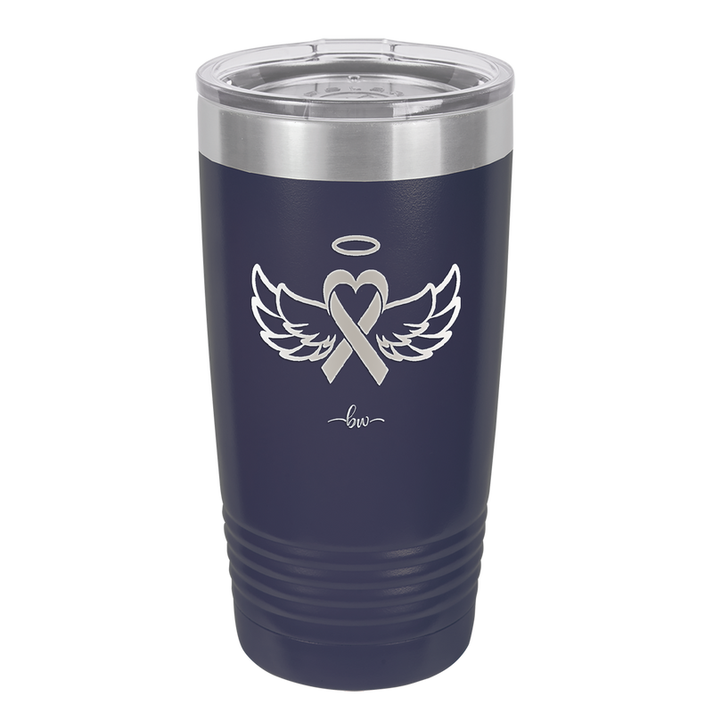 Breast Cancer Ribbon Wings Halo - Laser Engraved Stainless Steel Drinkware - 1523 -