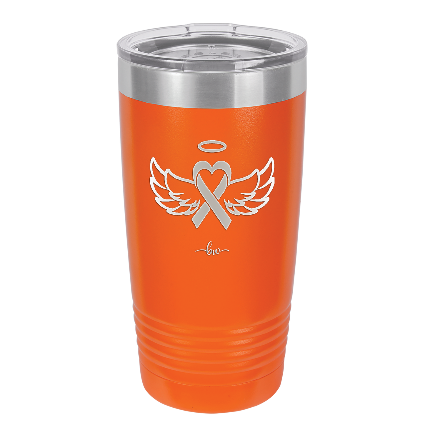 Breast Cancer Ribbon Wings Halo - Laser Engraved Stainless Steel Drinkware - 1523 -