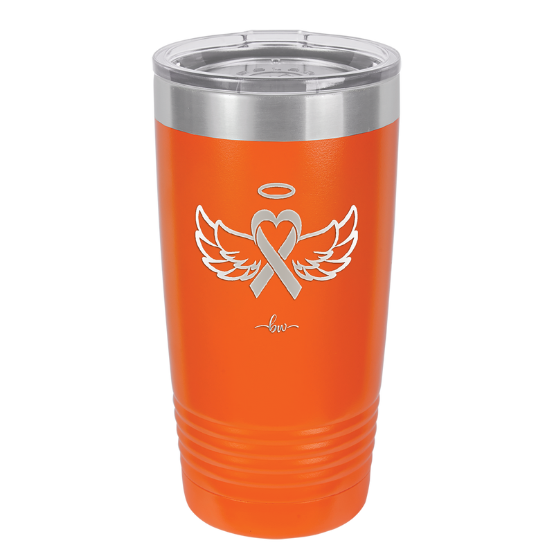 Breast Cancer Ribbon Wings Halo - Laser Engraved Stainless Steel Drinkware - 1523 -