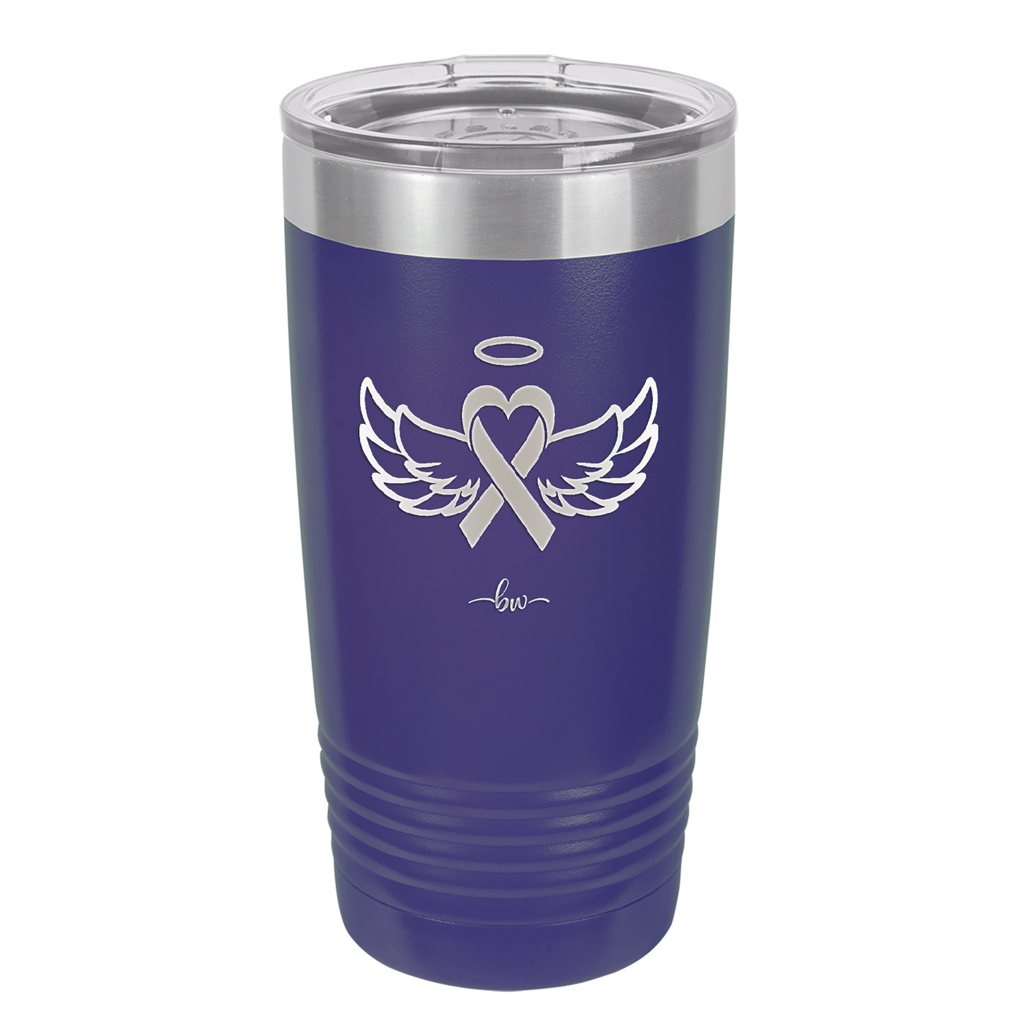 Breast Cancer Ribbon Wings Halo - Laser Engraved Stainless Steel Drinkware - 1523 -