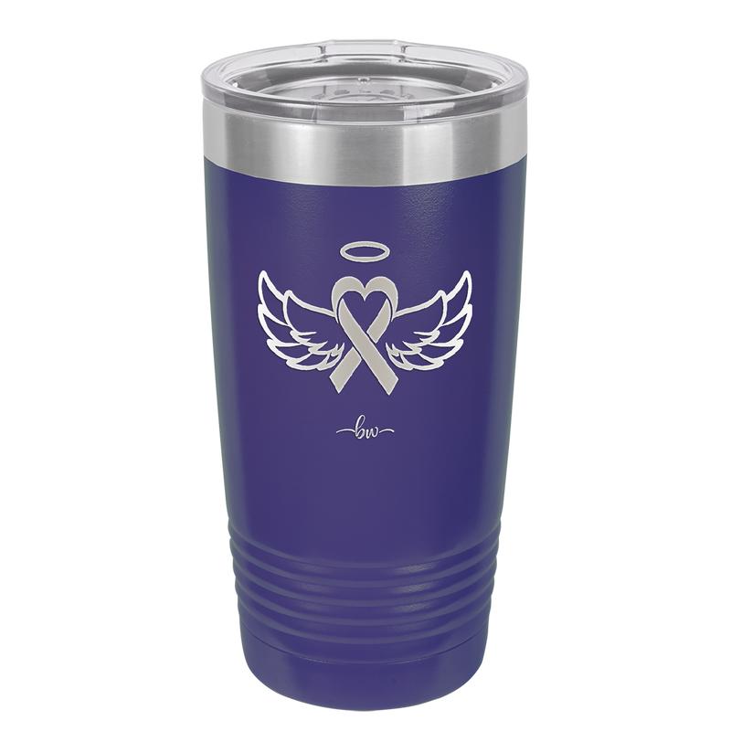 Breast Cancer Ribbon Wings Halo - Laser Engraved Stainless Steel Drinkware - 1523 -