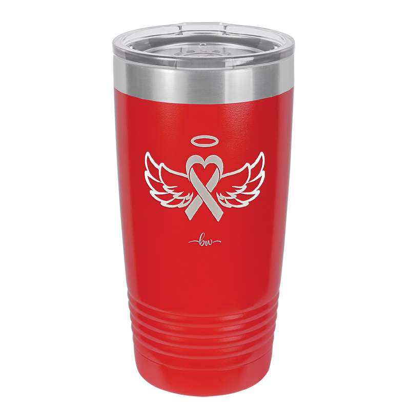 Breast Cancer Ribbon Wings Halo - Laser Engraved Stainless Steel Drinkware - 1523 -