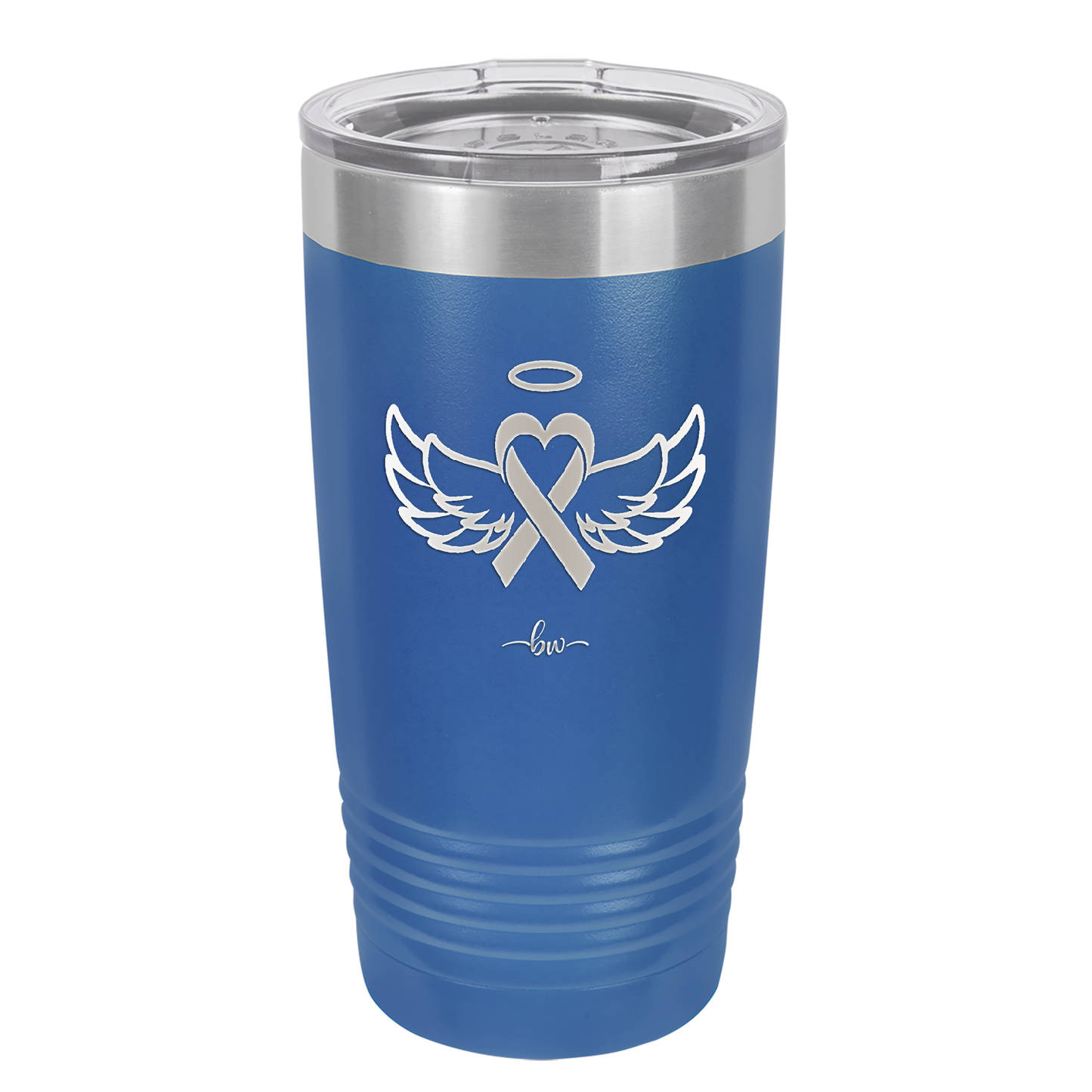 Breast Cancer Ribbon Wings Halo - Laser Engraved Stainless Steel Drinkware - 1523 -