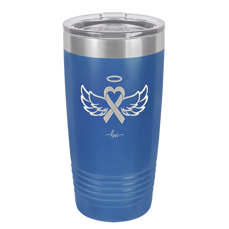 Breast Cancer Ribbon Wings Halo - Laser Engraved Stainless Steel Drinkware - 1523 -