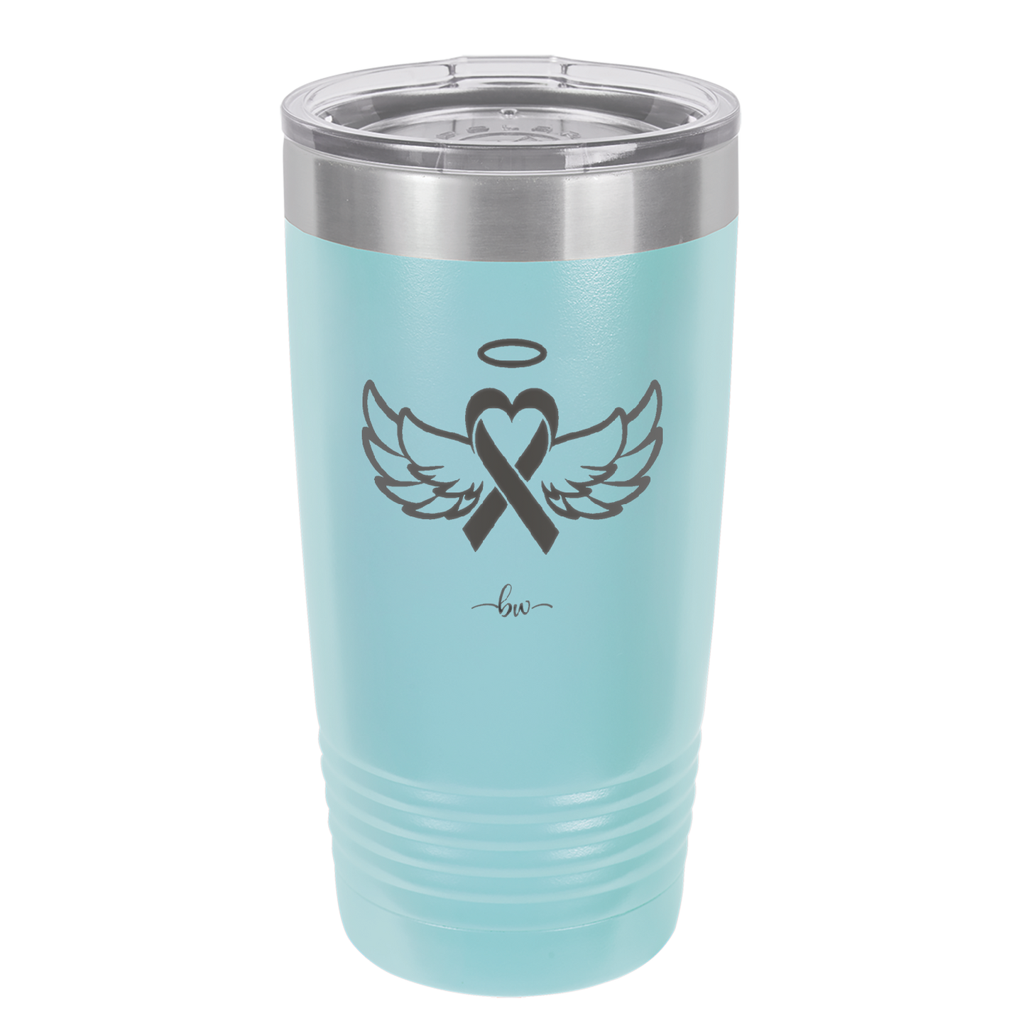 Breast Cancer Ribbon Wings Halo - Laser Engraved Stainless Steel Drinkware - 1523 -