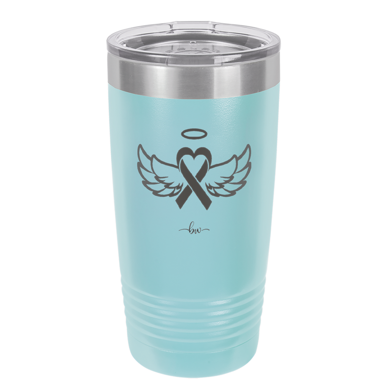 Breast Cancer Ribbon Wings Halo - Laser Engraved Stainless Steel Drinkware - 1523 -