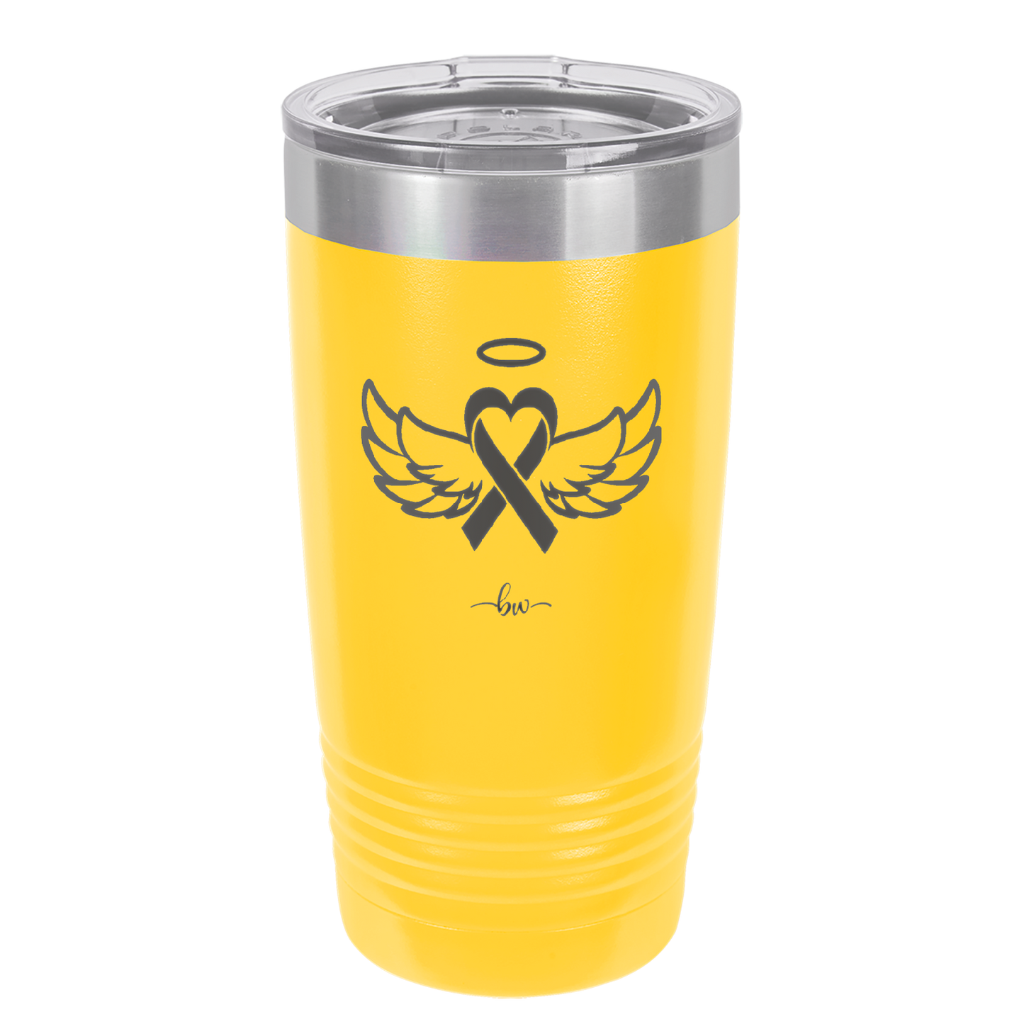 Breast Cancer Ribbon Wings Halo - Laser Engraved Stainless Steel Drinkware - 1523 -