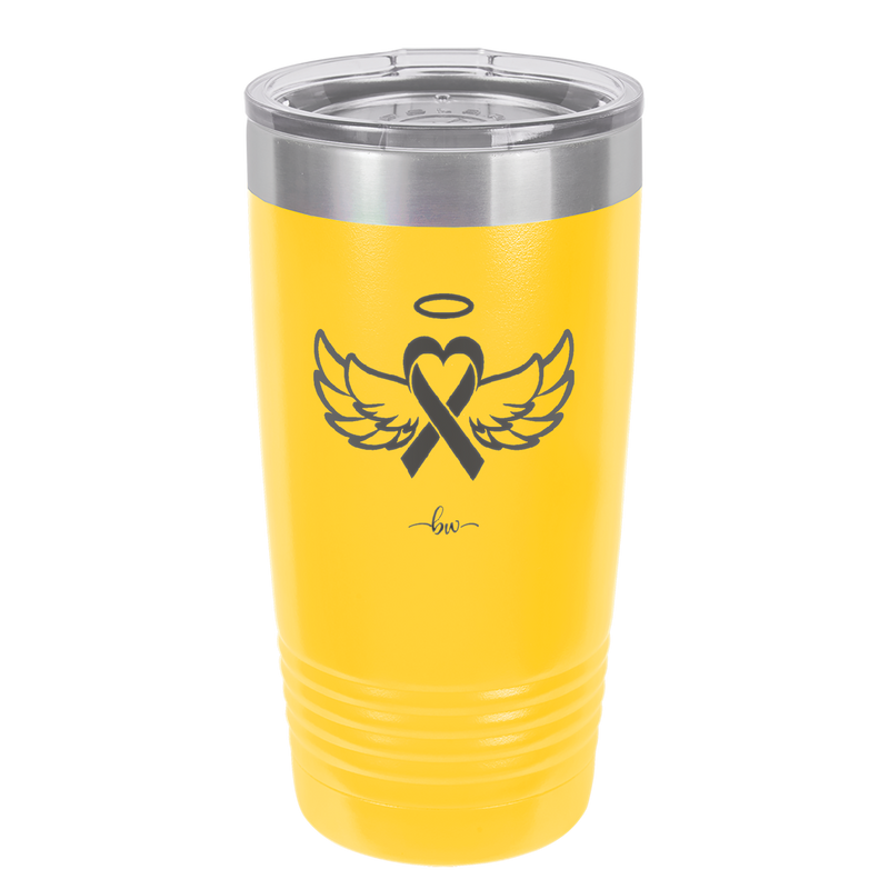 Breast Cancer Ribbon Wings Halo - Laser Engraved Stainless Steel Drinkware - 1523 -