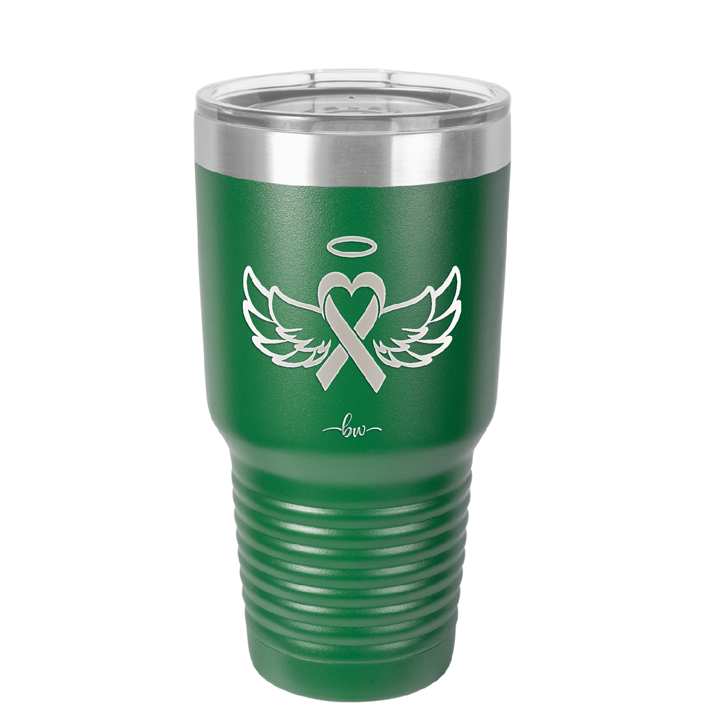 Breast Cancer Ribbon Wings Halo - Laser Engraved Stainless Steel Drinkware - 1523 -