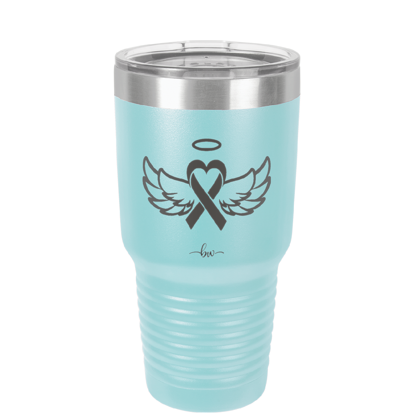 Breast Cancer Ribbon Wings Halo - Laser Engraved Stainless Steel Drinkware - 1523 -