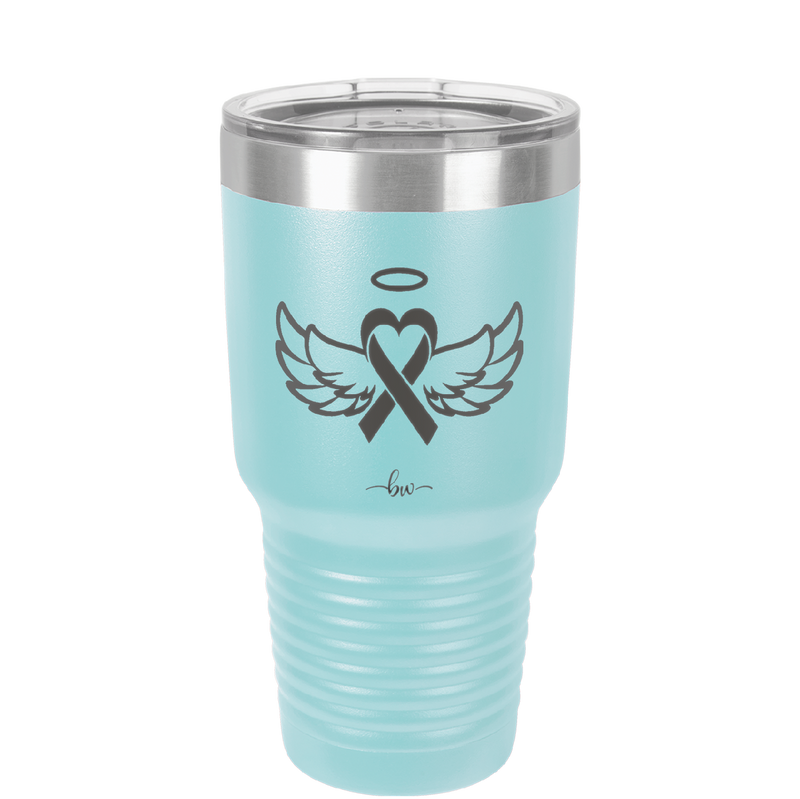 Breast Cancer Ribbon Wings Halo - Laser Engraved Stainless Steel Drinkware - 1523 -