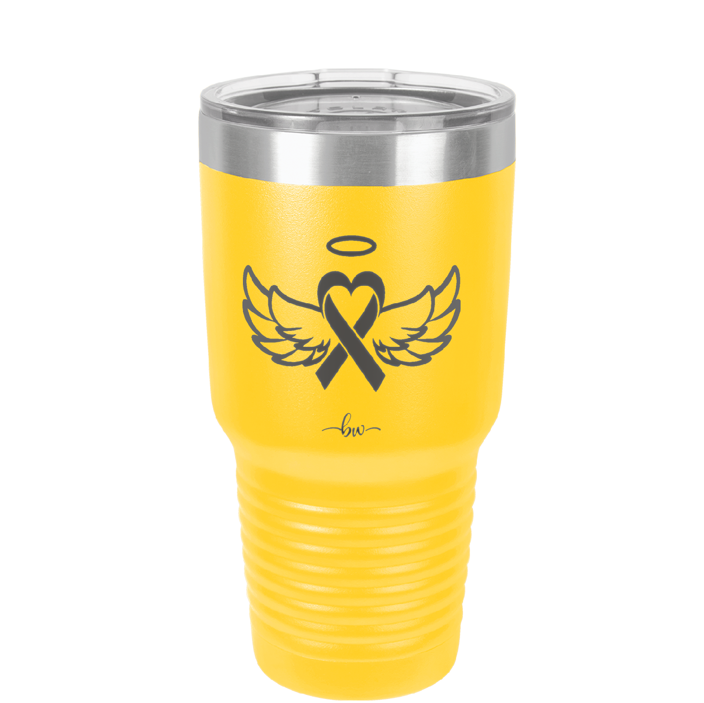 Breast Cancer Ribbon Wings Halo - Laser Engraved Stainless Steel Drinkware - 1523 -