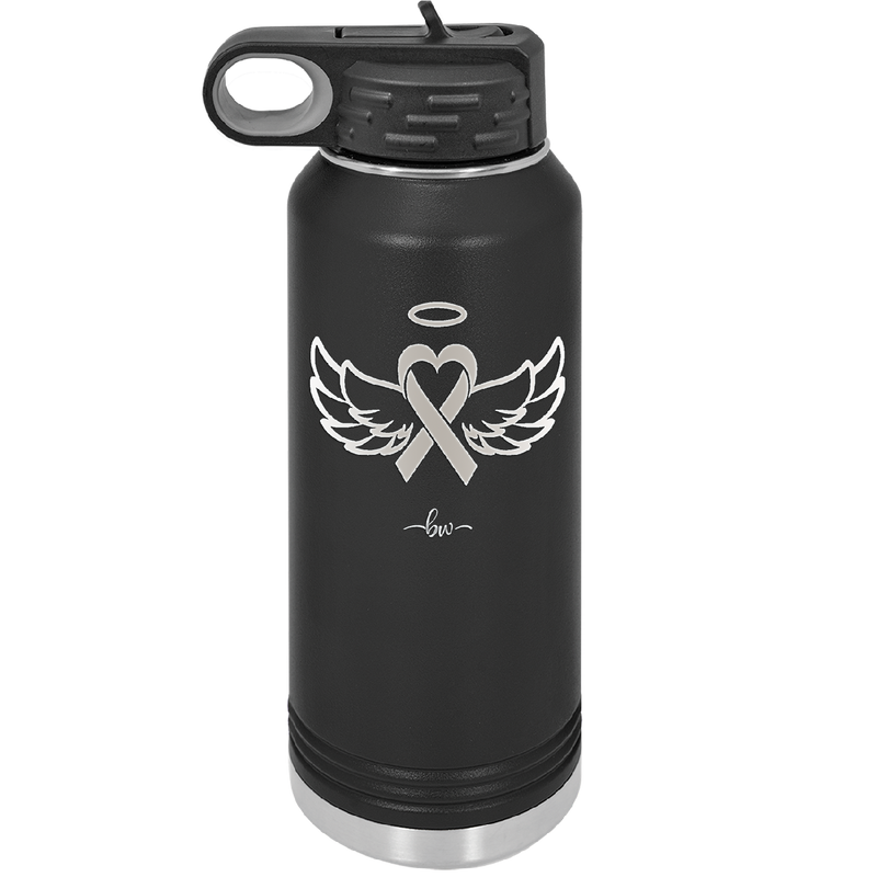 Breast Cancer Ribbon Wings Halo - Laser Engraved Stainless Steel Drinkware - 1523 -