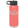 Breast Cancer Ribbon Wings Halo - Laser Engraved Stainless Steel Drinkware - 1523 -