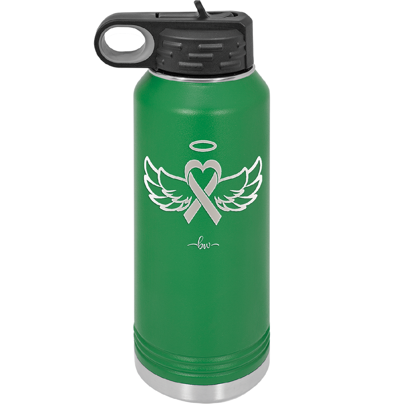 Breast Cancer Ribbon Wings Halo - Laser Engraved Stainless Steel Drinkware - 1523 -