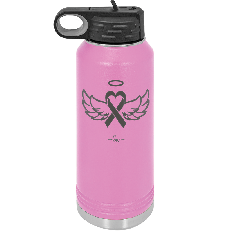 Breast Cancer Ribbon Wings Halo - Laser Engraved Stainless Steel Drinkware - 1523 -