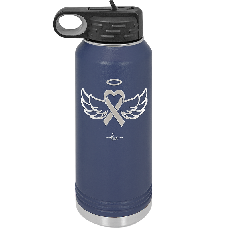 Breast Cancer Ribbon Wings Halo - Laser Engraved Stainless Steel Drinkware - 1523 -