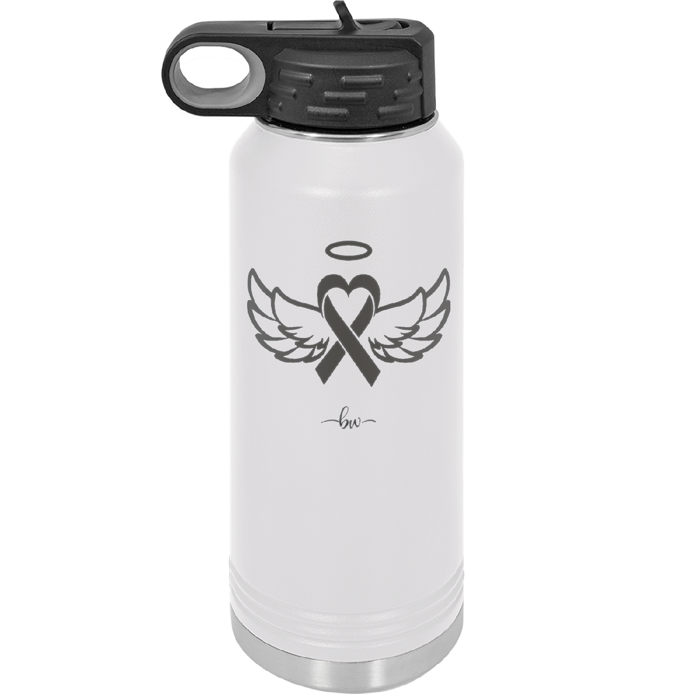 Breast Cancer Ribbon Wings Halo - Laser Engraved Stainless Steel Drinkware - 1523 -