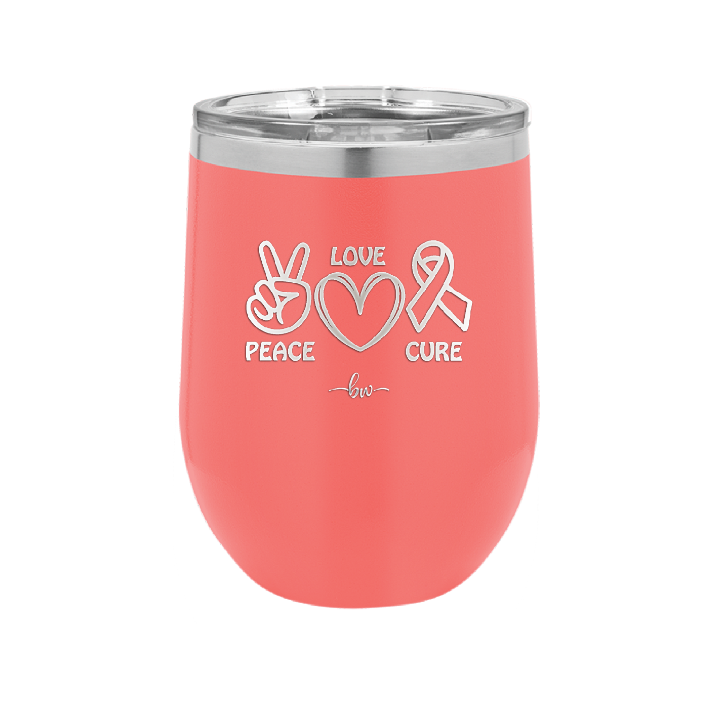 Peace Love Cure Cancer - Laser Engraved Stainless Steel Drinkware - 1525 -