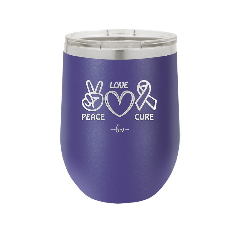 Peace Love Cure Cancer - Laser Engraved Stainless Steel Drinkware - 1525 -