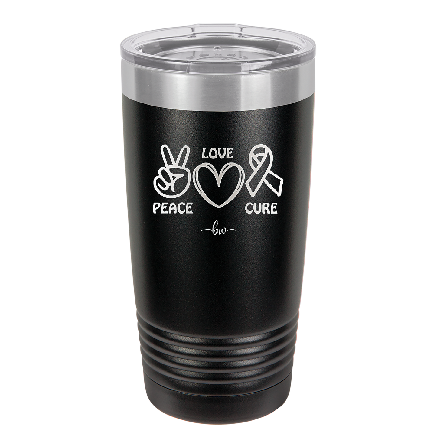 Peace Love Cure Cancer - Laser Engraved Stainless Steel Drinkware - 1525 -