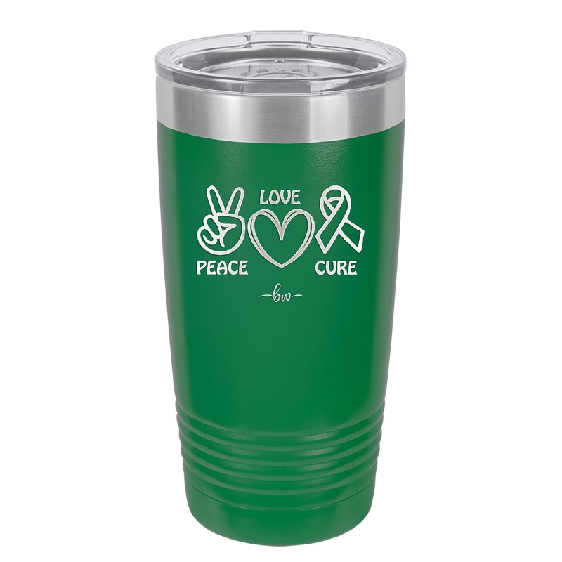Peace Love Cure Cancer - Laser Engraved Stainless Steel Drinkware - 1525 -
