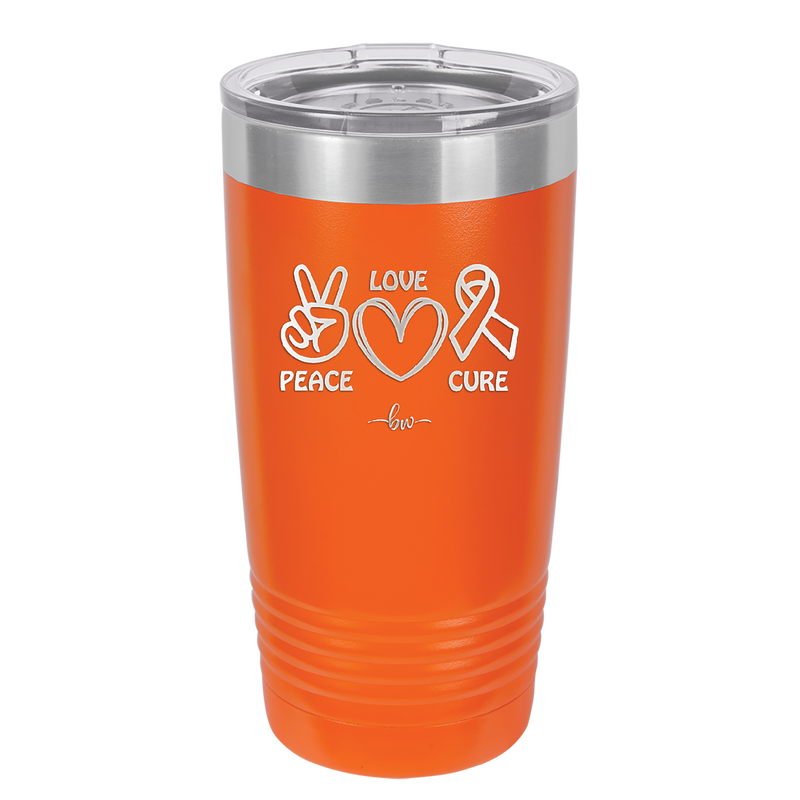 Peace Love Cure Cancer - Laser Engraved Stainless Steel Drinkware - 1525 -