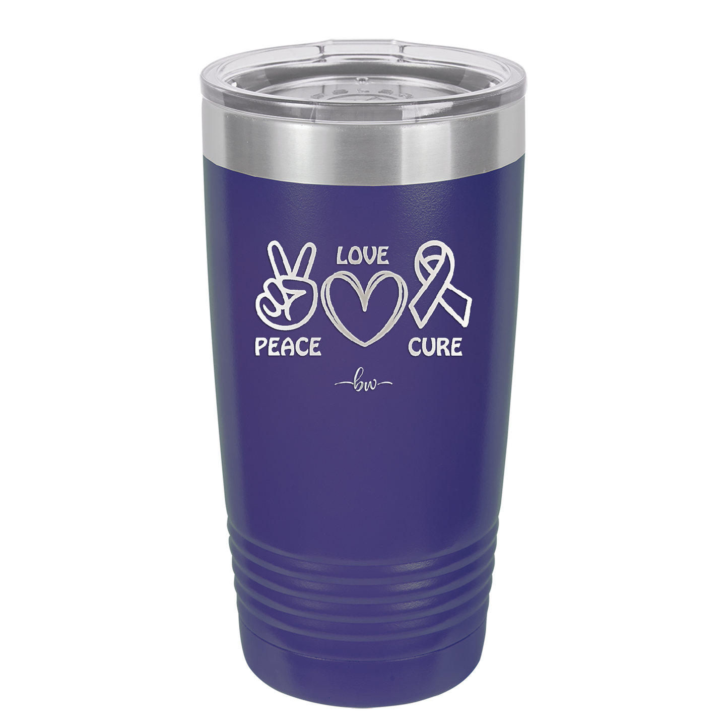 Peace Love Cure Cancer - Laser Engraved Stainless Steel Drinkware - 1525 -