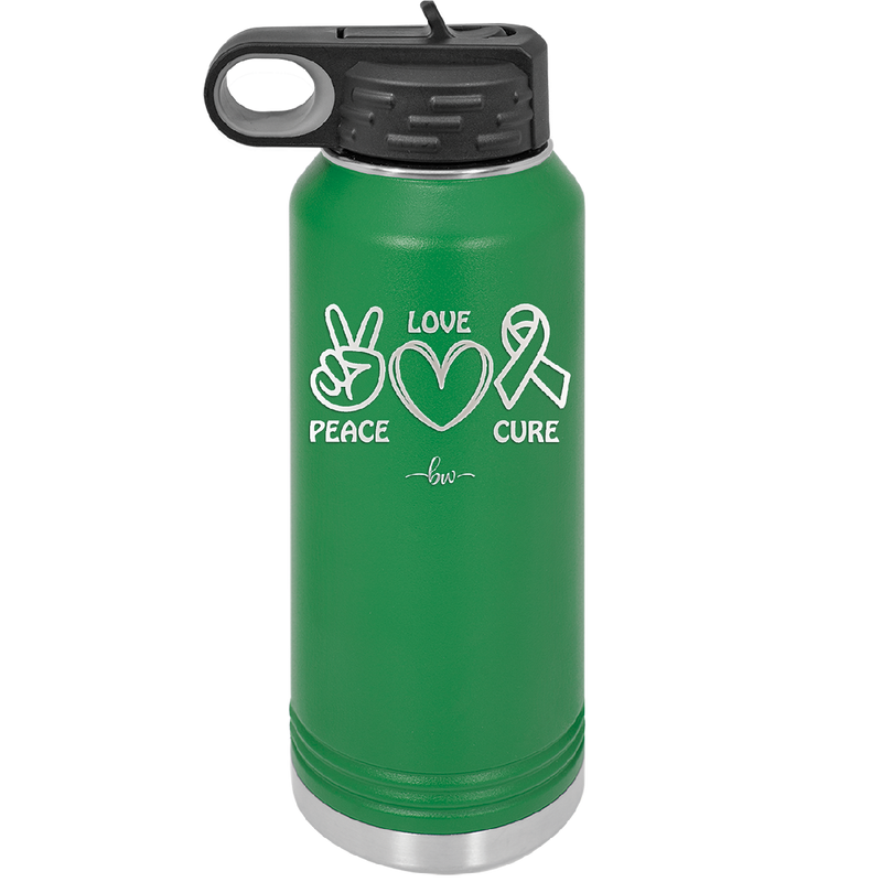 Peace Love Cure Cancer - Laser Engraved Stainless Steel Drinkware - 1525 -