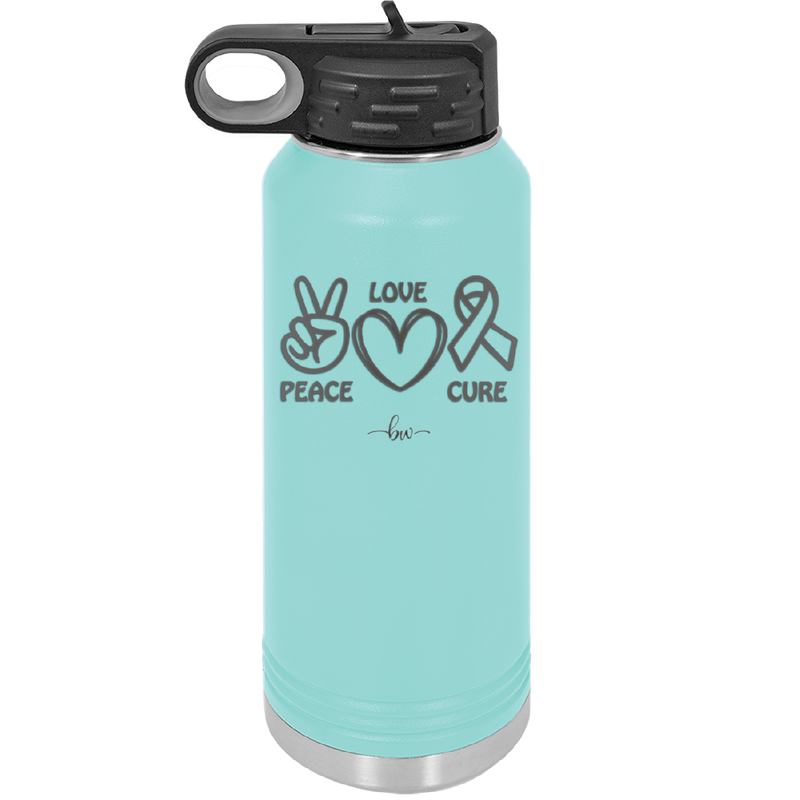 Peace Love Cure Cancer - Laser Engraved Stainless Steel Drinkware - 1525 -