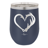 Fish Hook Deer Antler Heart - Laser Engraved Stainless Steel Drinkware - 1542 -