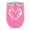 Fish Hook Deer Antler Heart - Laser Engraved Stainless Steel Drinkware - 1542 -