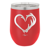 Fish Hook Deer Antler Heart - Laser Engraved Stainless Steel Drinkware - 1542 -