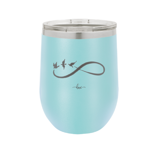 Infinity Symbol with Birds - Laser Engraved Stainless Steel Drinkware - 1566 -