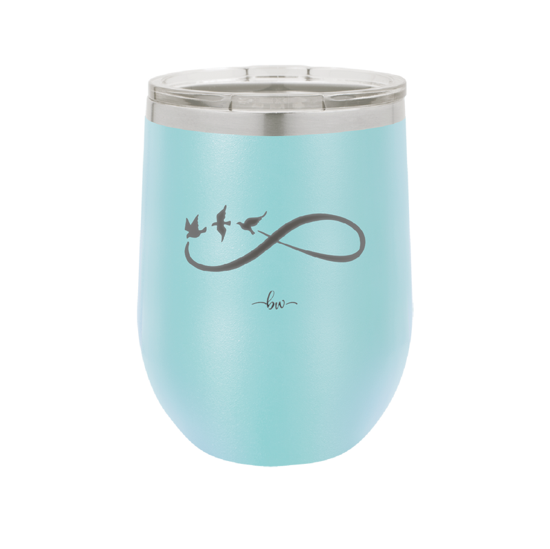 Infinity Symbol with Birds - Laser Engraved Stainless Steel Drinkware - 1566 -