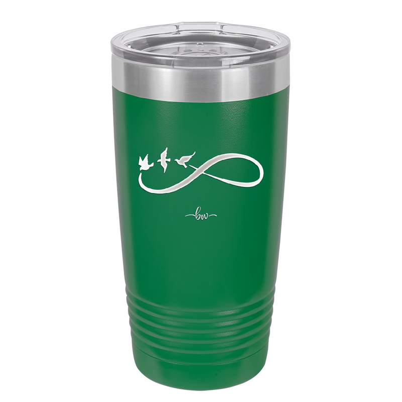 Infinity Symbol with Birds - Laser Engraved Stainless Steel Drinkware - 1566 -