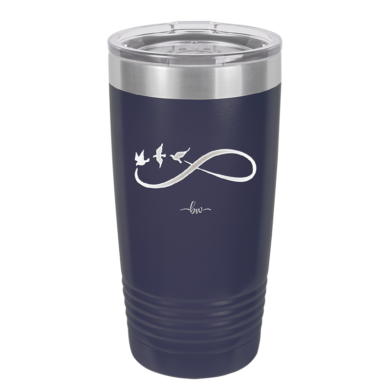 Infinity Symbol with Birds - Laser Engraved Stainless Steel Drinkware - 1566 -