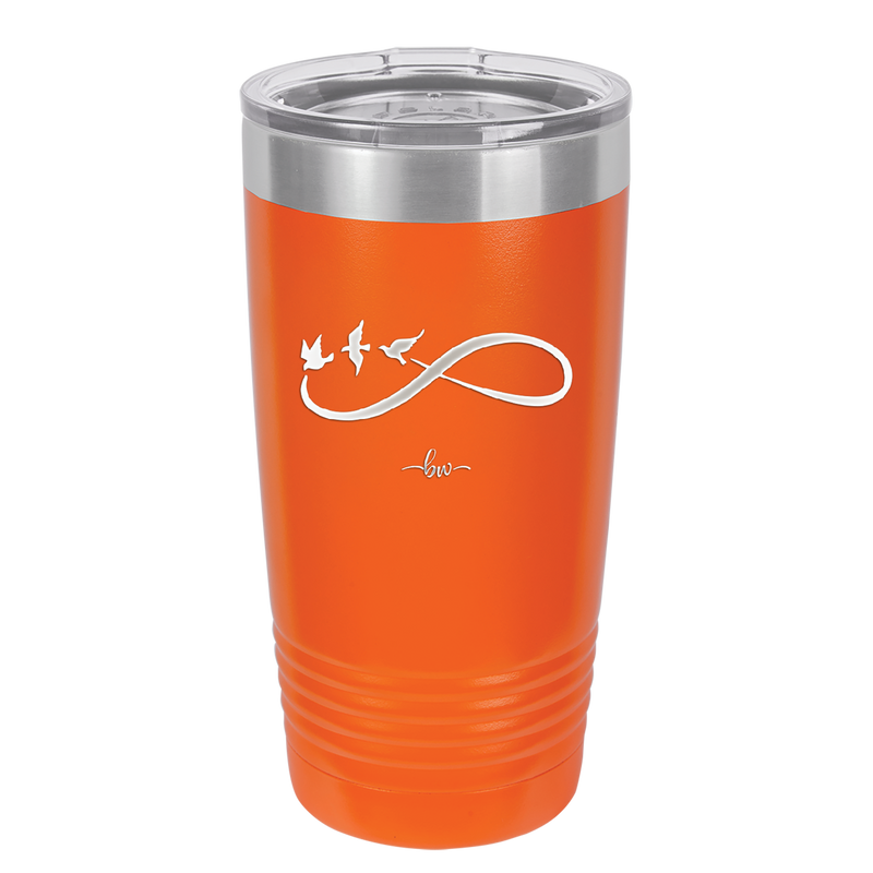 Infinity Symbol with Birds - Laser Engraved Stainless Steel Drinkware - 1566 -