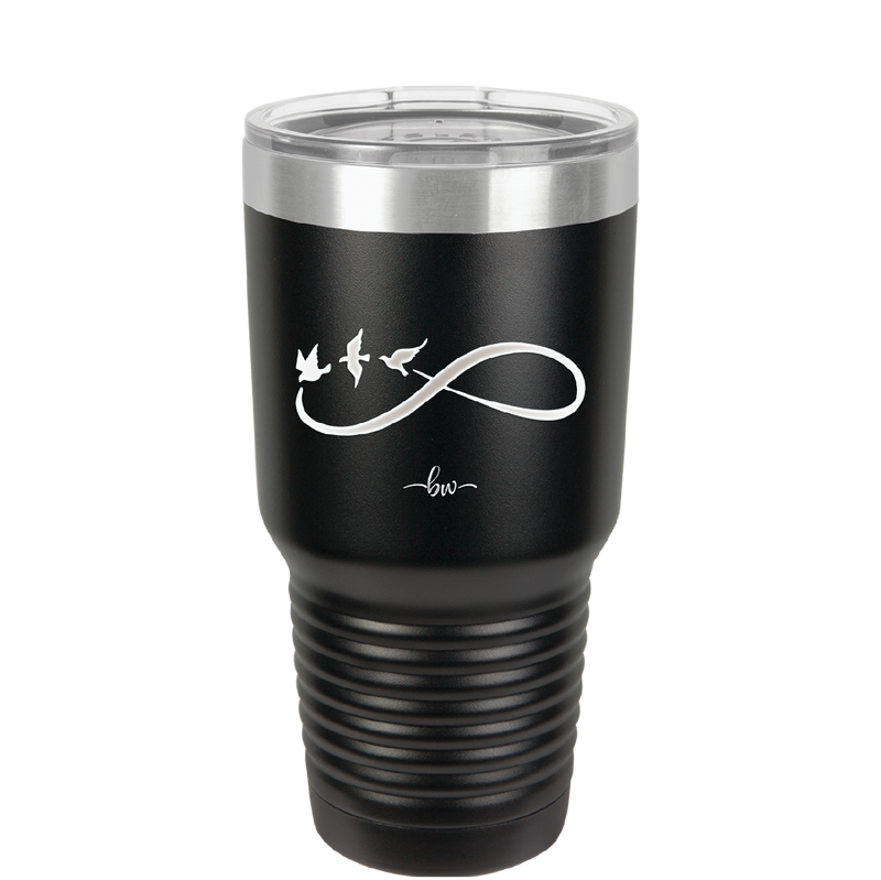 Infinity Symbol with Birds - Laser Engraved Stainless Steel Drinkware - 1566 -