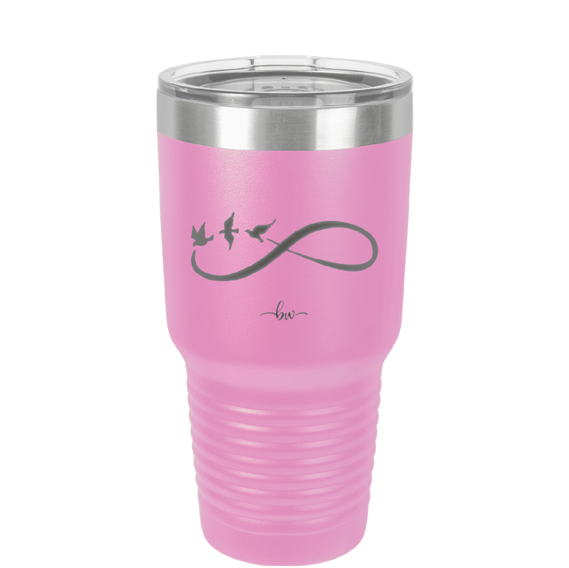 Infinity Symbol with Birds - Laser Engraved Stainless Steel Drinkware - 1566 -