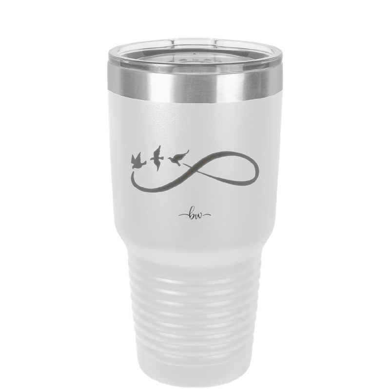 Infinity Symbol with Birds - Laser Engraved Stainless Steel Drinkware - 1566 -