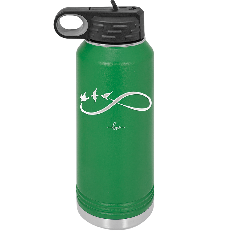 Infinity Symbol with Birds - Laser Engraved Stainless Steel Drinkware - 1566 -