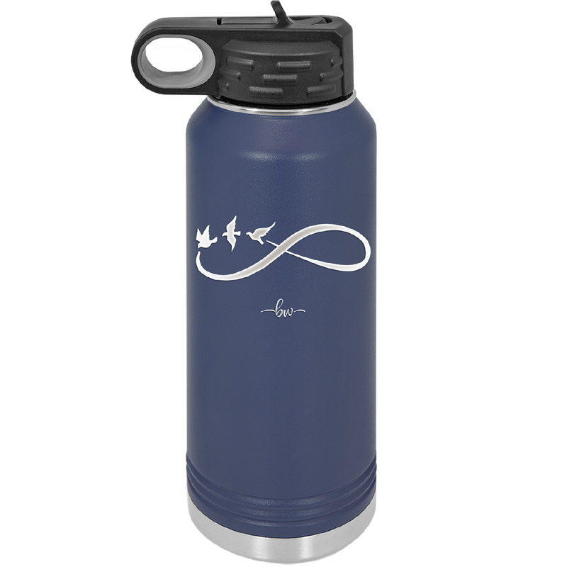 Infinity Symbol with Birds - Laser Engraved Stainless Steel Drinkware - 1566 -